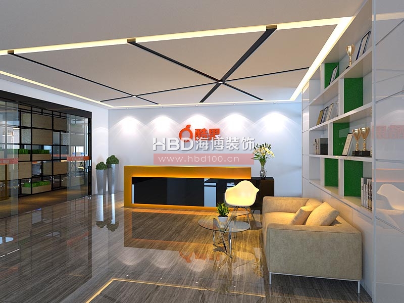 酷果科技辦公室裝修案例 前臺設(shè)計(jì)